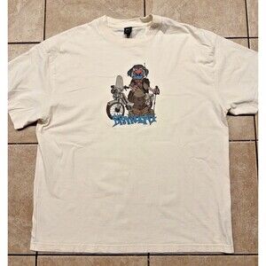 Brain Dead Shirt Mens Large White Cream Moto Hiker T-Shirt Short Sleeve